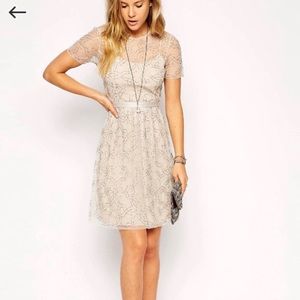 NWT Needle & Thread Embellished Geo Tulle dress